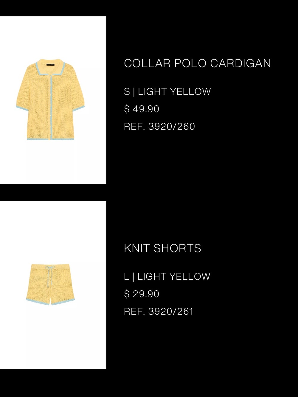 Zara Light Yellow Collar Polo shirt set
